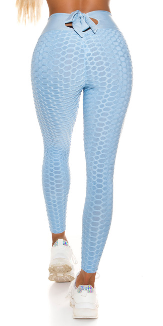 High Waist Push-Up Leggings with Bow Blue